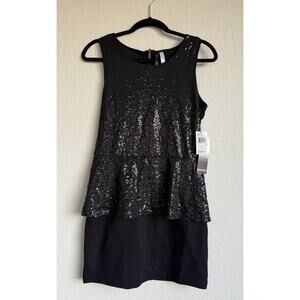 Kensie Black Sequin Cocktail Dress Sleeveless Peplum Party NWT Size Medium